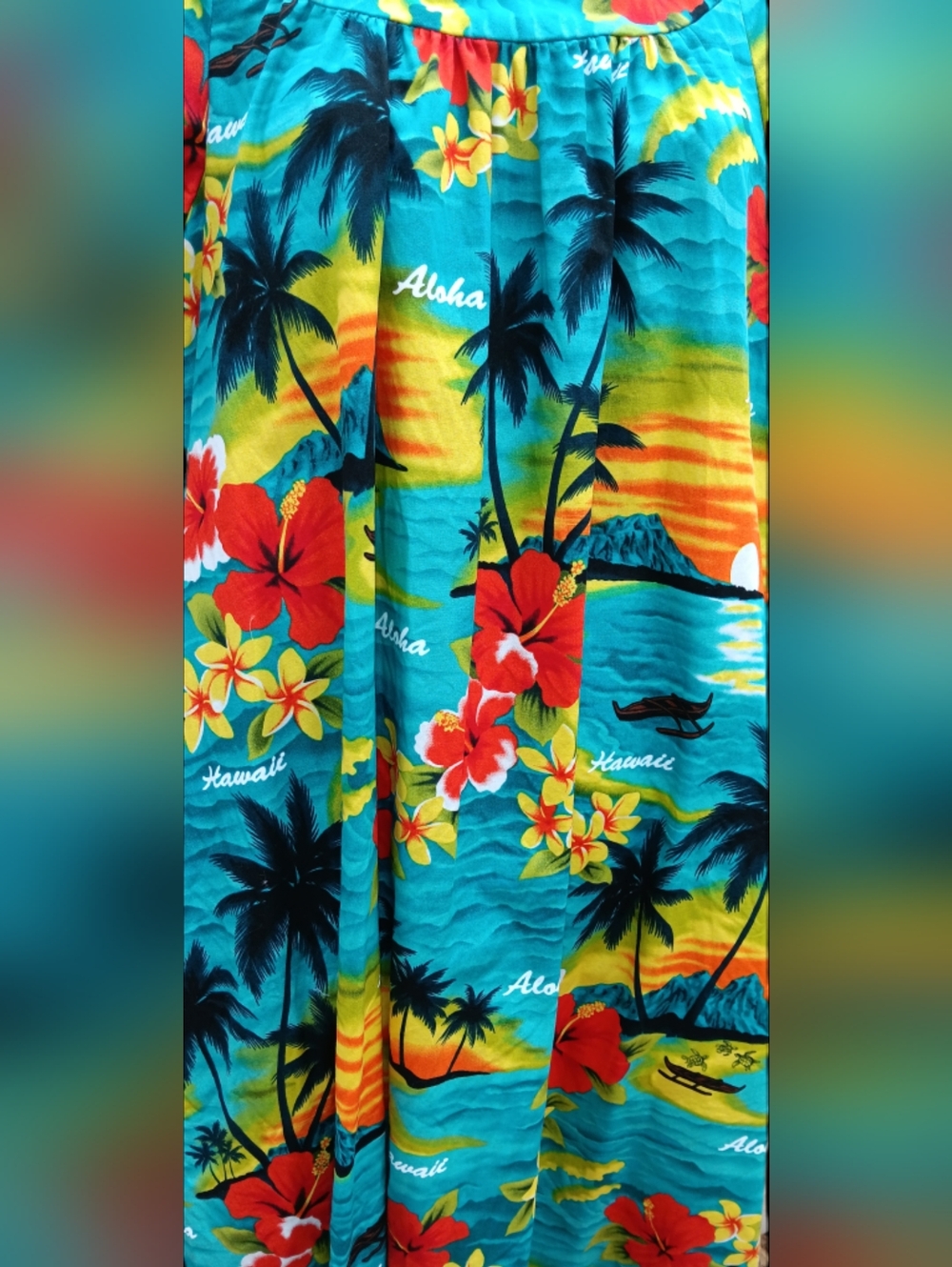 Hawaiian Muu Muu Dress Round Neck Tulip Sleeve Size M - Picture 5 of 5